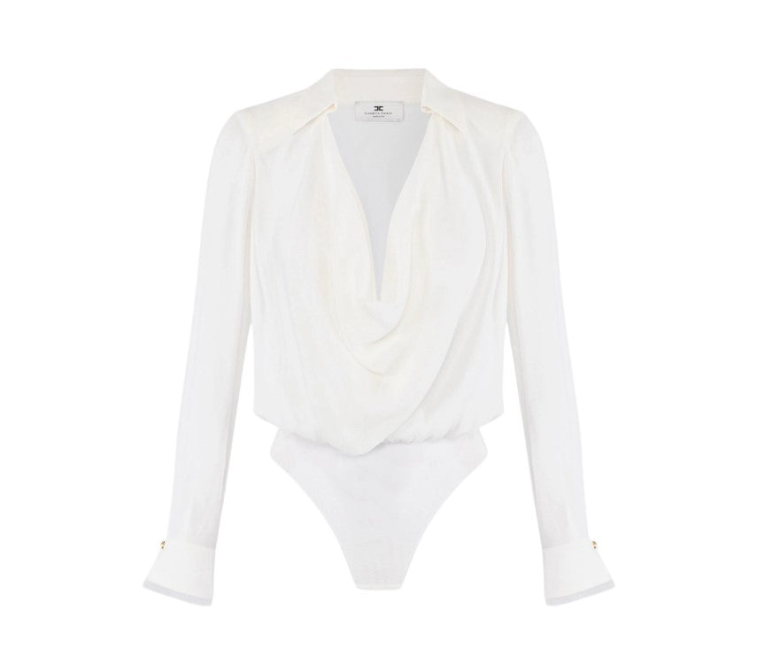 Elisabetta Franchi Viscose Georgette Long Sleeve Bodysuit