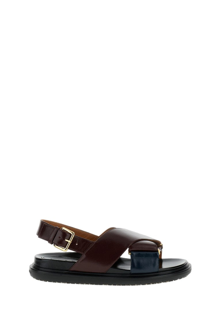 Marni Bicolor Fussbett Sandals With Adjustable Buckle And Colorblock Design