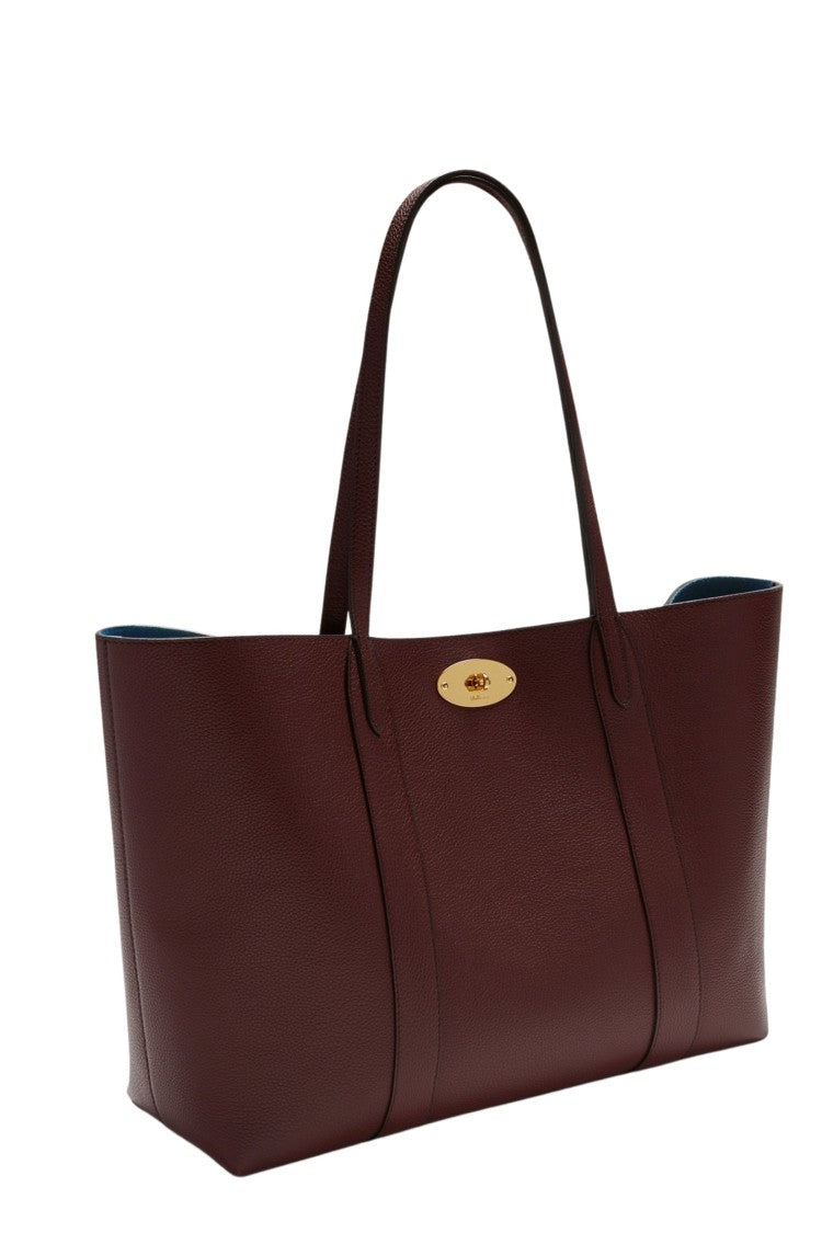 Mulberry Structured Burgundy Tote With Double Top Handles And Padlock Closure