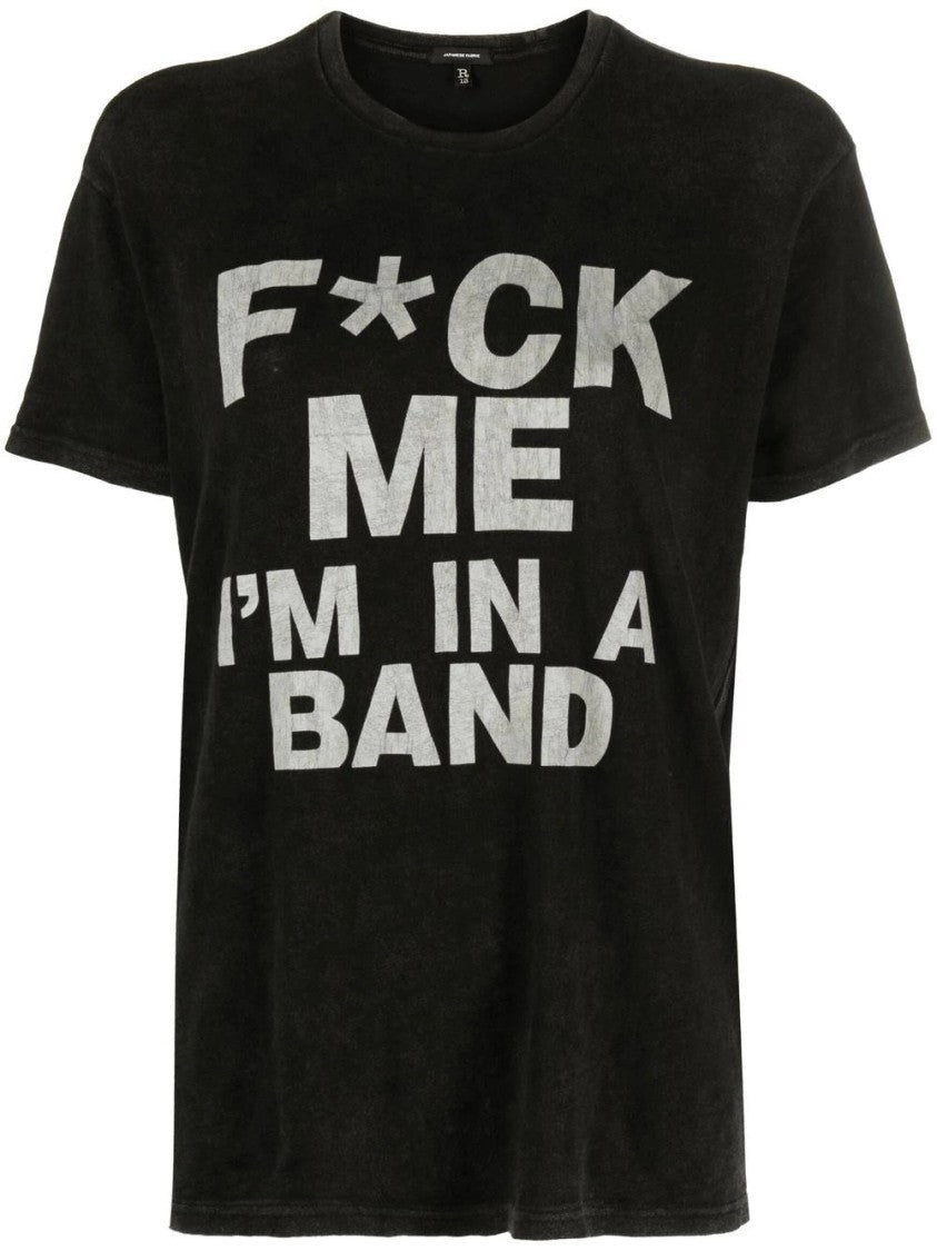 R13 Vintage-Style Black T-Shirt With Bold Statement Print