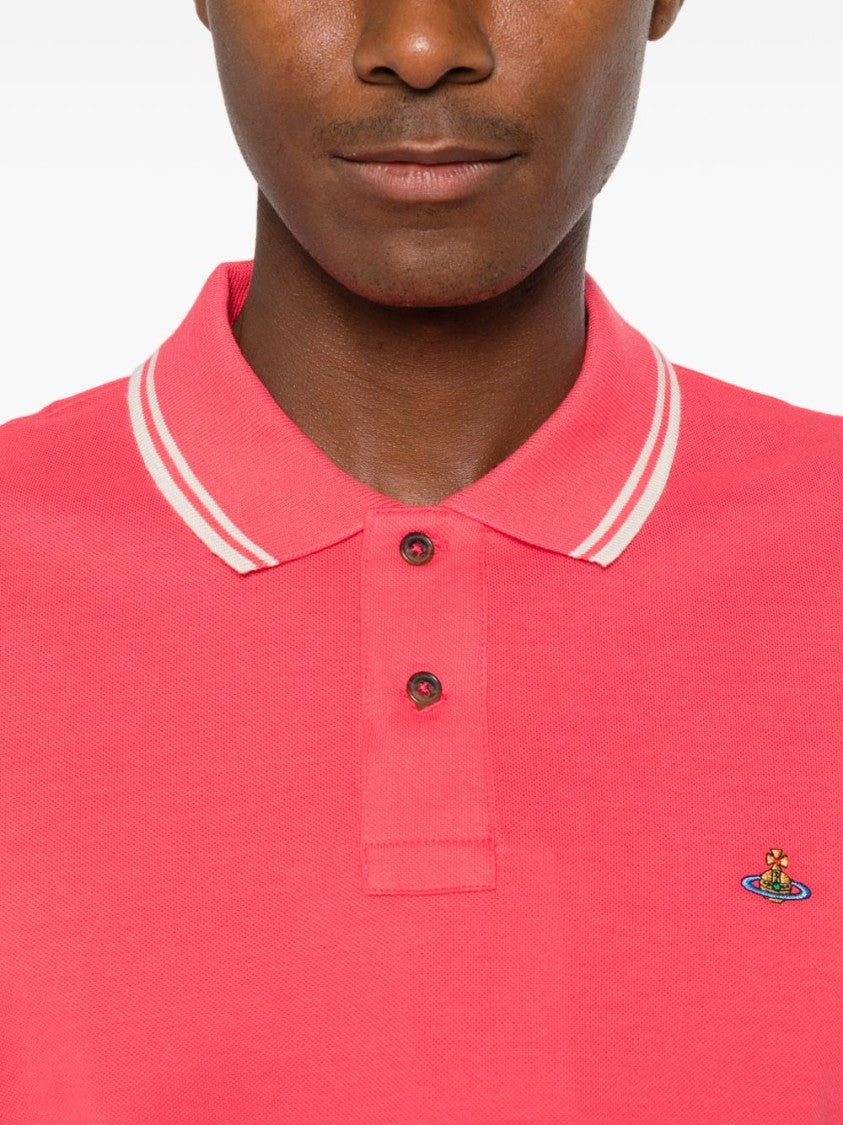 Vivienne Westwood Short-Sleeve Striped Accent Cotton Polo Shirt