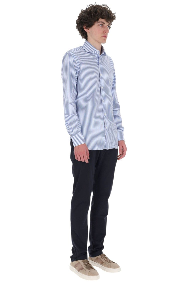 Barba Journey Label Striped Cotton Casual Shirt