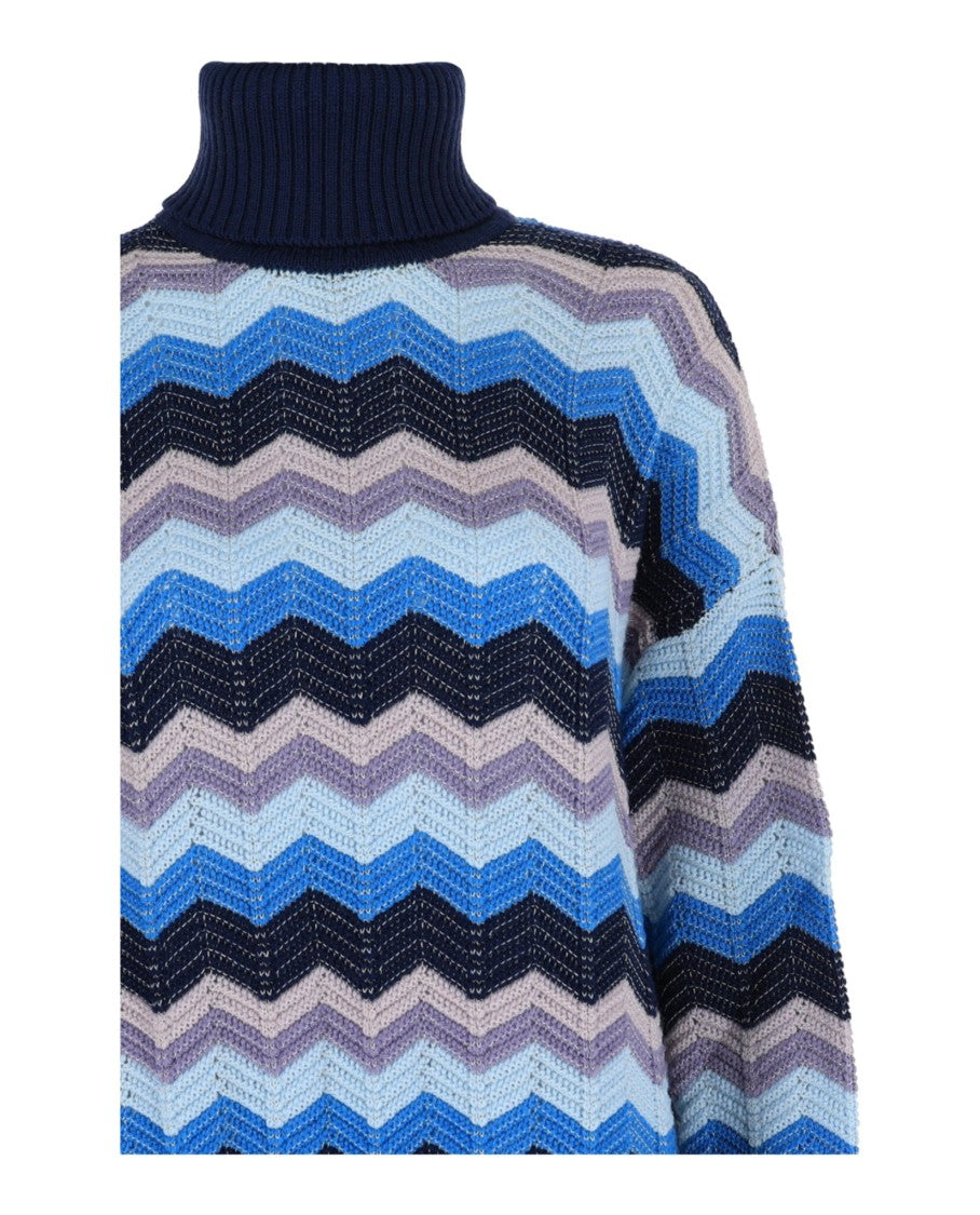 M Missoni Oversized Zigzag Turtleneck Sweater