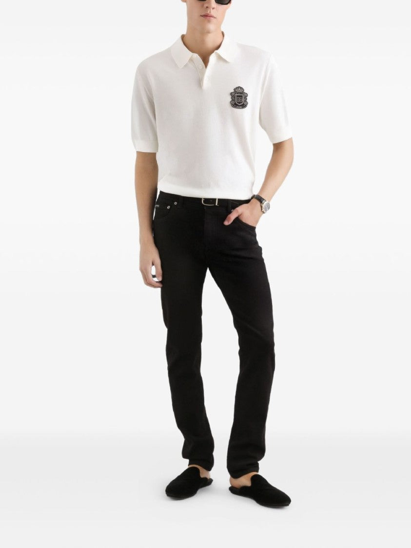 Dolce & Gabbana Slim Fit Black Denim Jeans With Subtle Branding