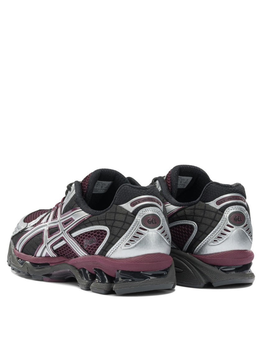 Asics Burgundy Slip-On Sneakers With Dynamic Pattern And Textured Sole