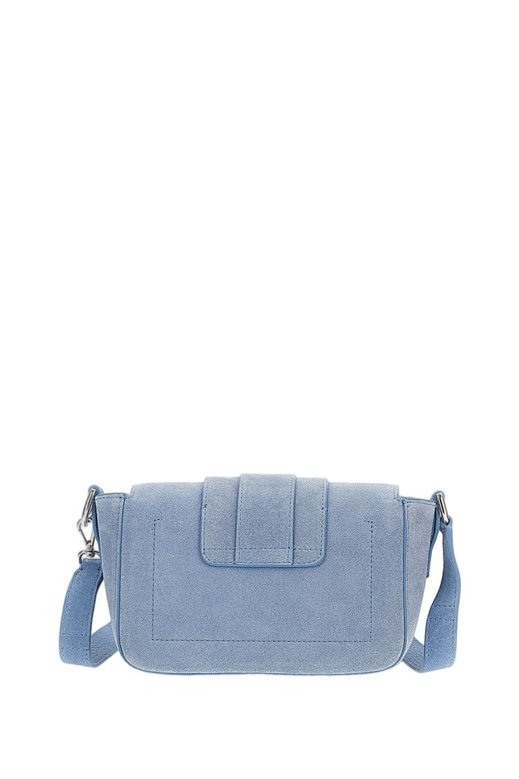 Hogan Suede Leather Rectangular Flap Bag With Magnetic Closure