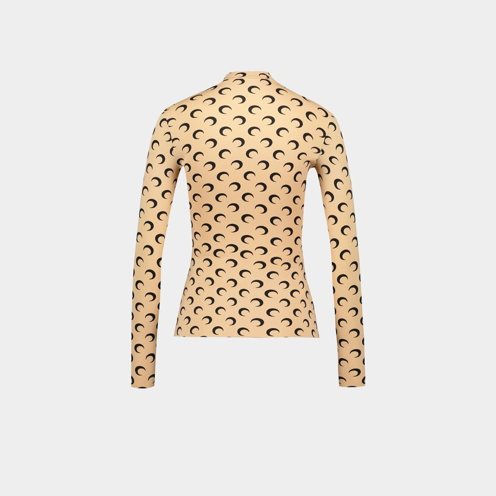 Marine Serre Moon Jersey Second Skin T-Shirt - Synthetic - Beige