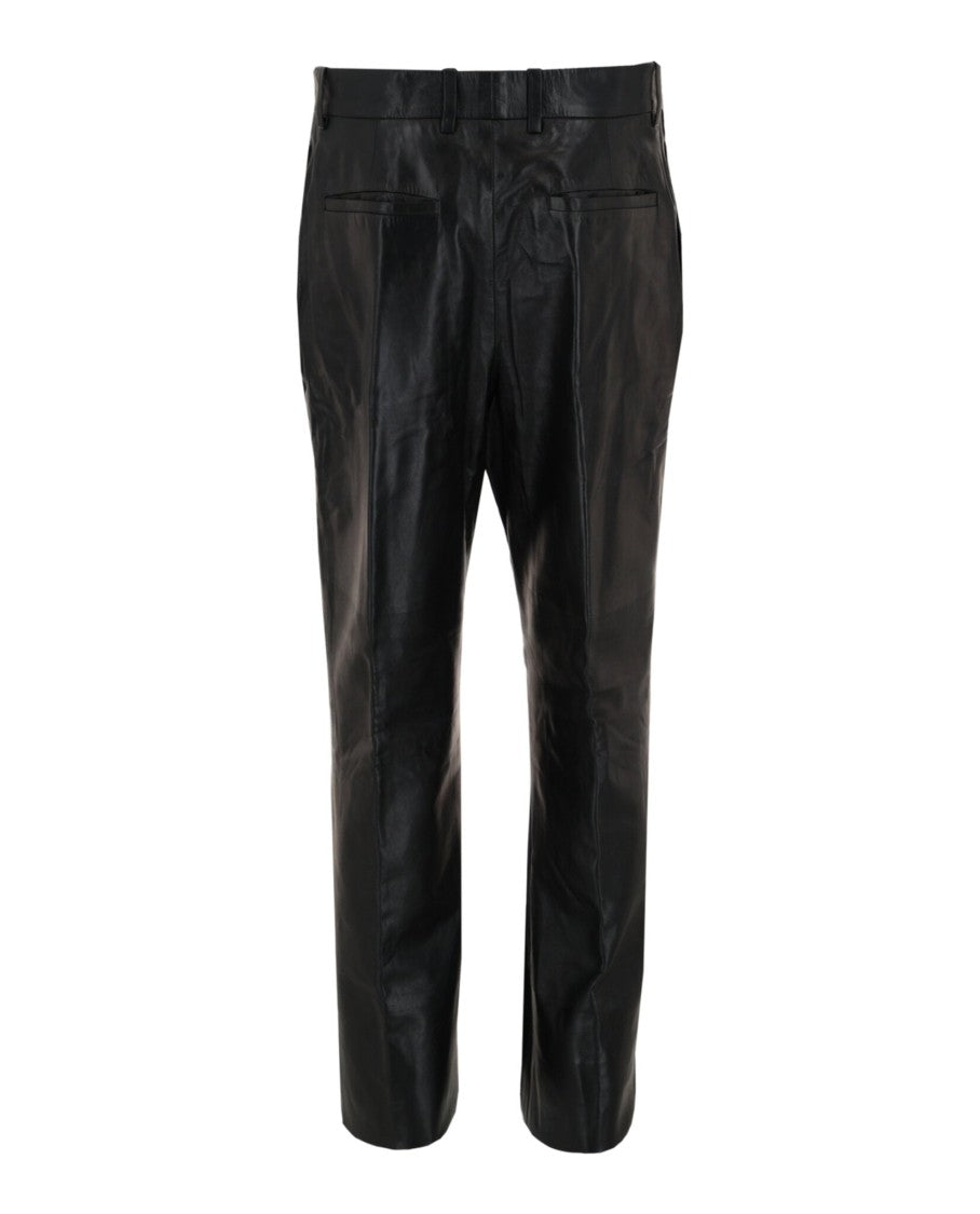 Ferragamo Leather Mid-Rise Pants