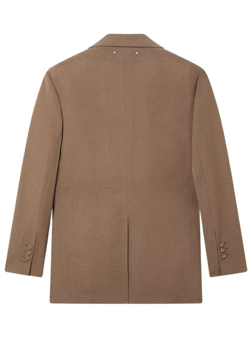 Golden Goose Dove Grey Chevron Workmanship Wool Blazer