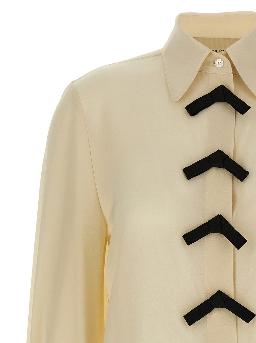 Valentino Garavani Crepe De Chine Shirt With Contrast Bow Snap Closure