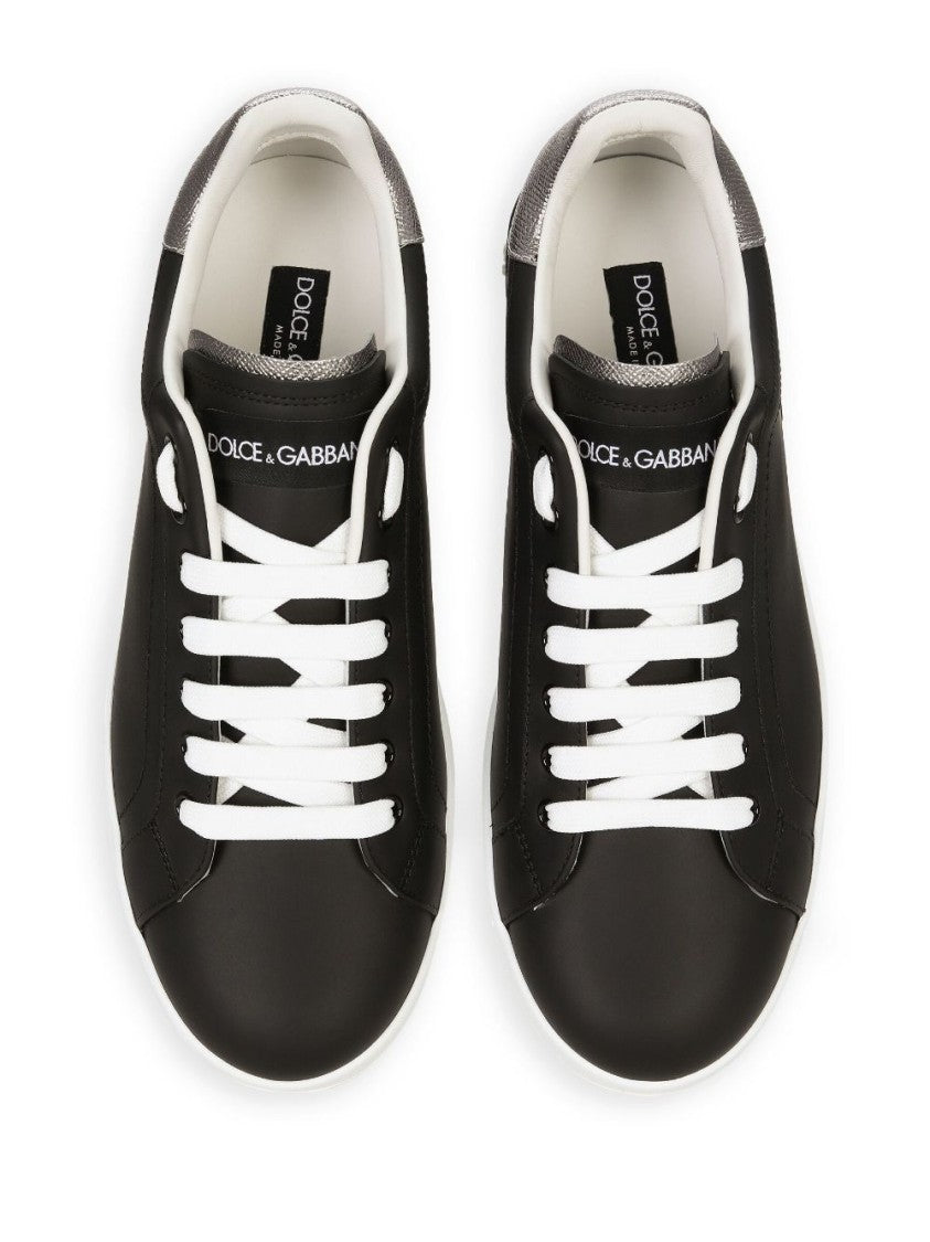 Dolce & Gabbana Black Calf Leather Sneakers