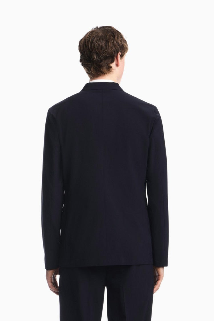 Emporio Armani Navy Two-Button Viscose-Blend Blazer