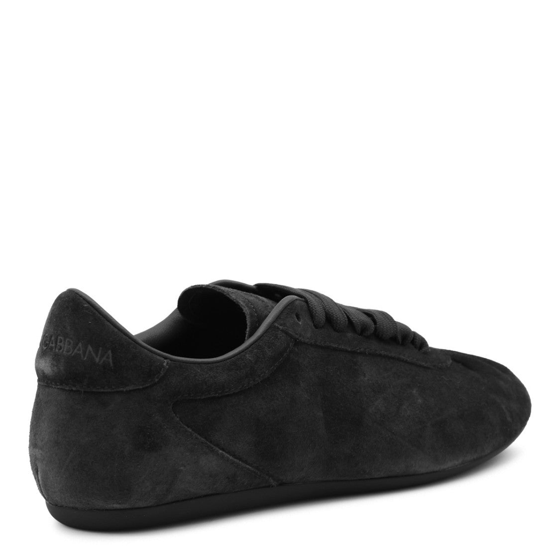 Dolce & Gabbana Black Leather Sneakers With Ruched Detailing