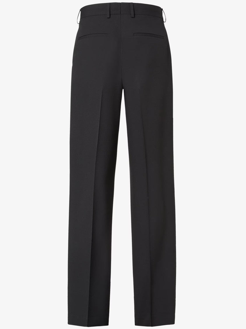 Fendi Classic Tailored Black Wool Straight Trousers