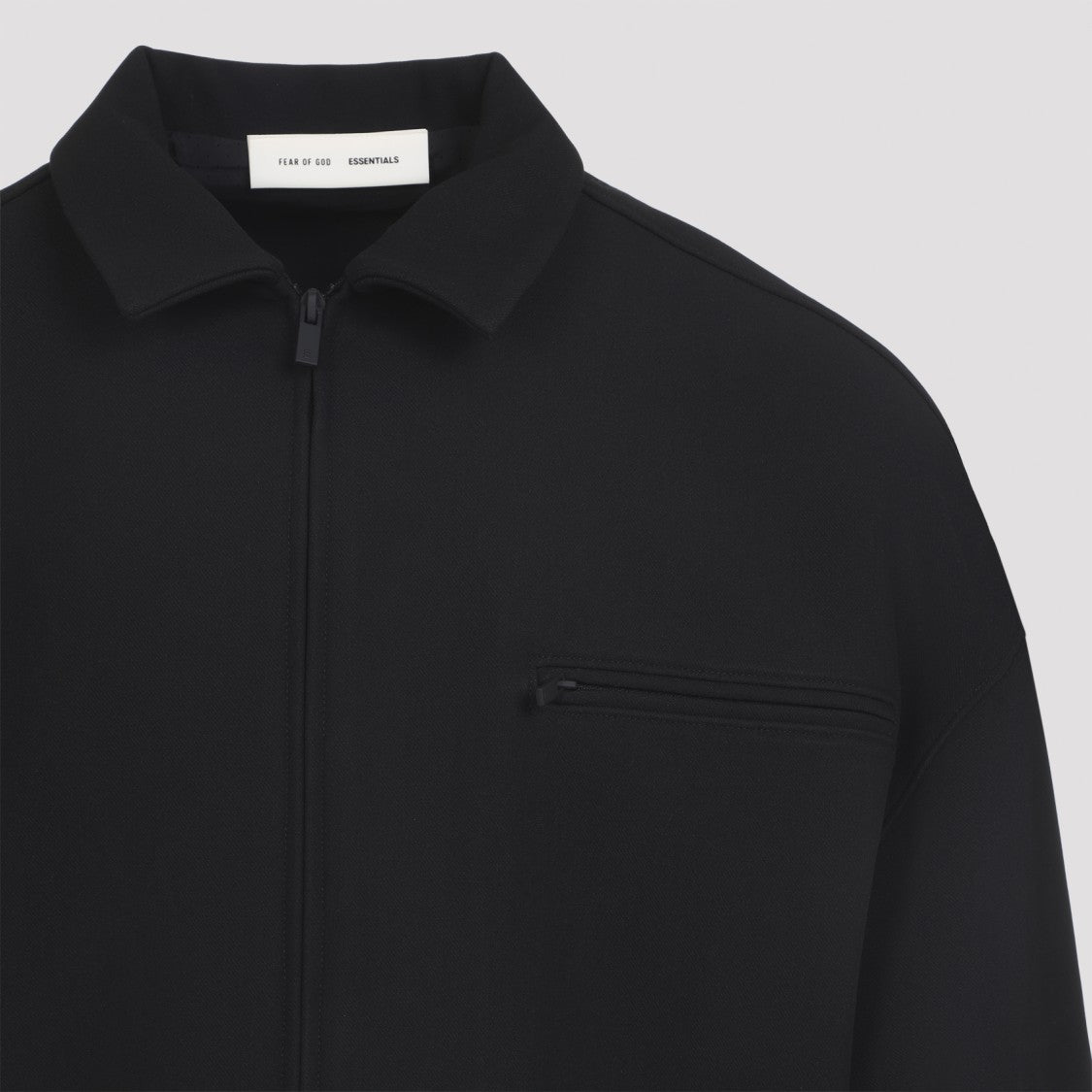Fear Of God Black Jacket With Front Zipper And Elastic Detailing