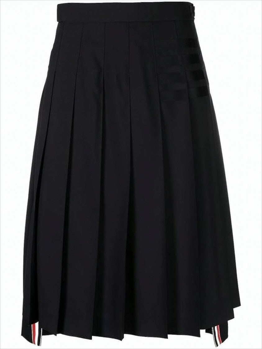 Thom Browne Structured Pleated Midi Skirt With Gold-Tone Detailing