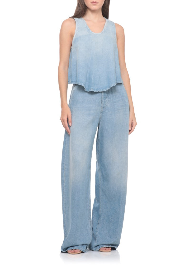 Dondup Blue Alek Monogram Palazzo Jeans