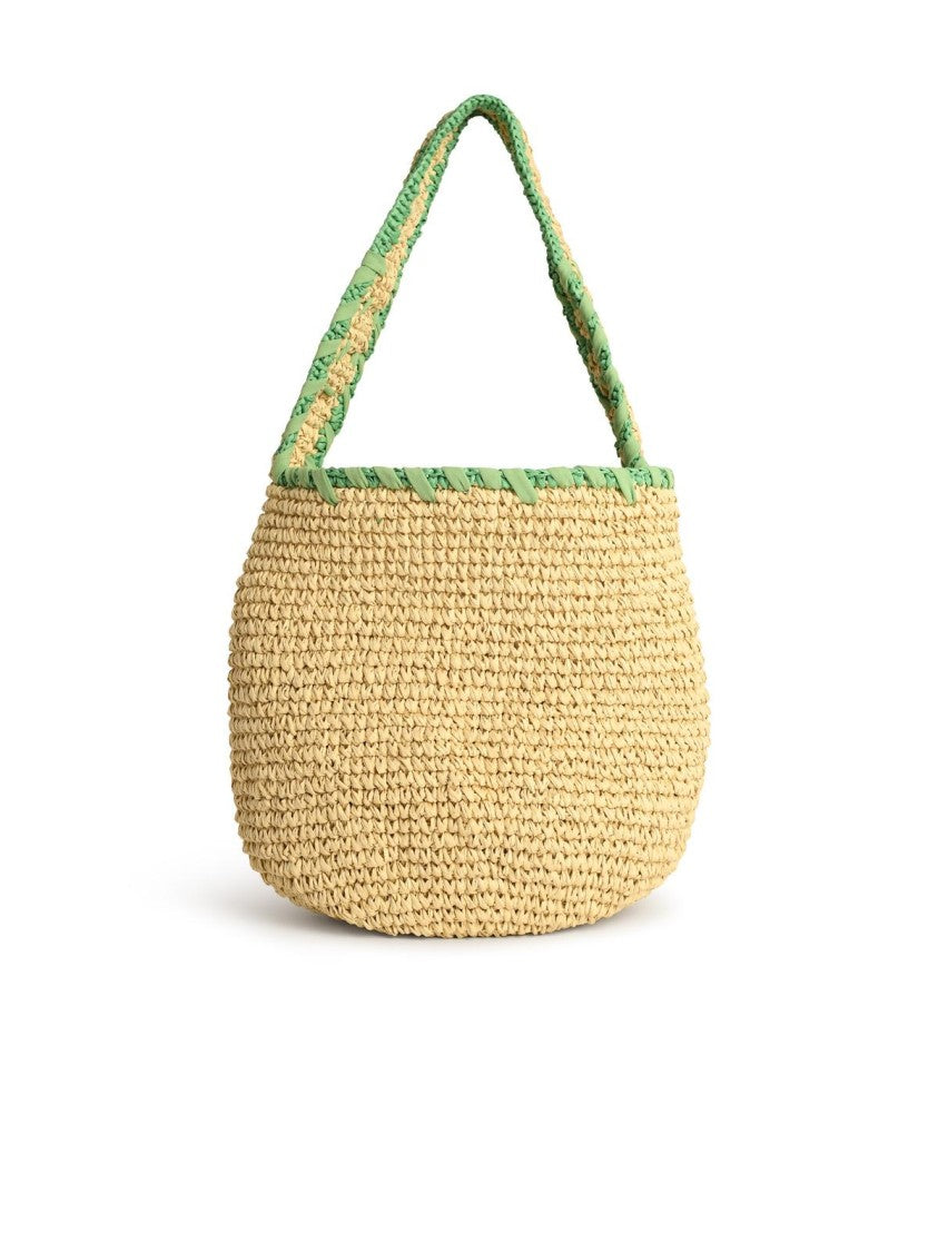 Marni Small 'Nassa' Bag In Green Natural Raffia