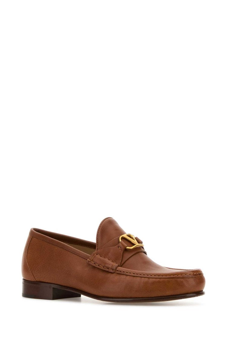 Valentino Garavani Caramel Leather Vlogo Loafers