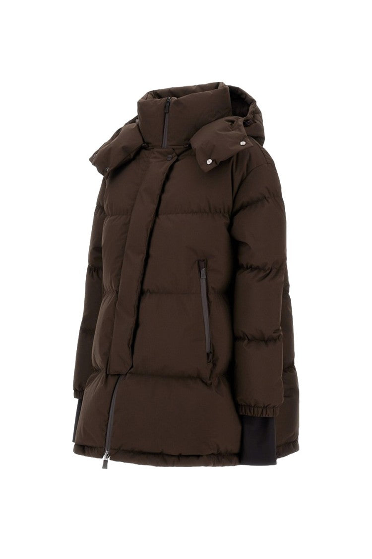 Herno Dark Brown Hooded Polyester Puffer Jacket