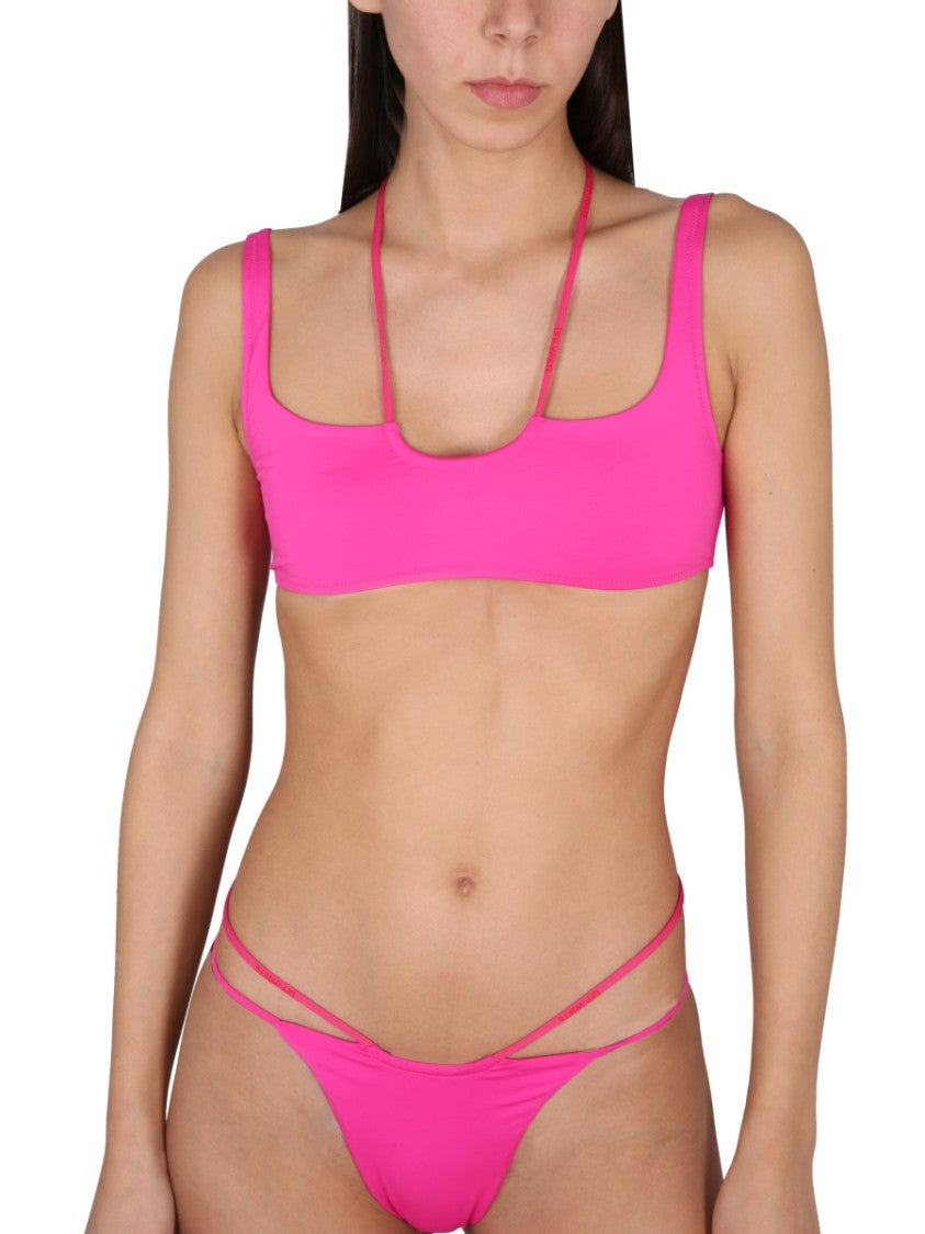 Off-White Lace-Up Beachwear Bikini