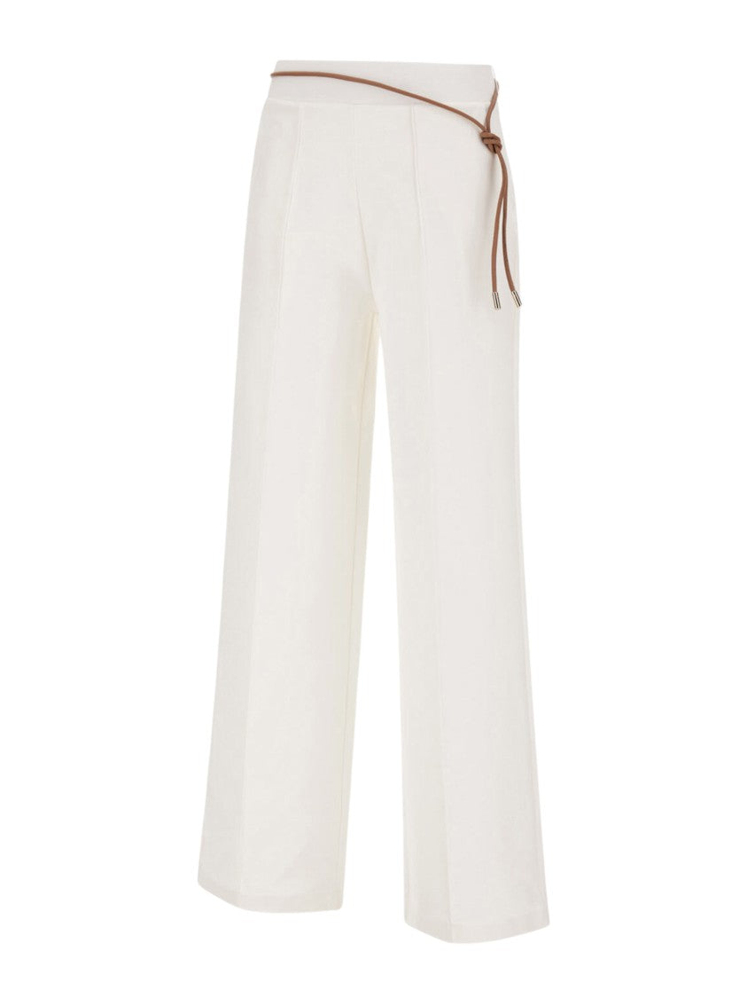 Herno White Dense Rome Jersey Wide-Leg Pants