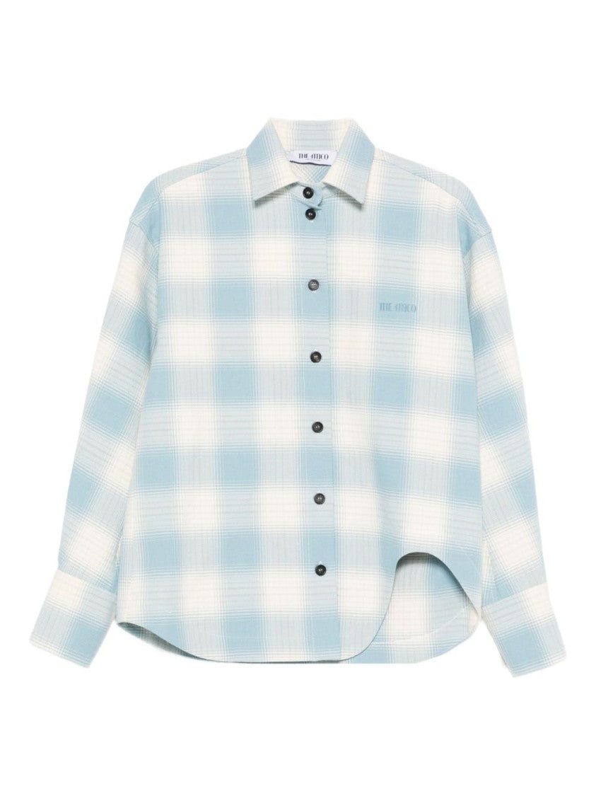 The Attico Light Blue Plaid Shirt