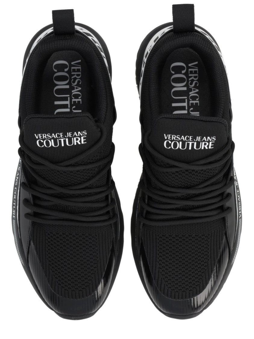 Versace Jeans Couture Black Mesh Glossy Overlays Sneakers