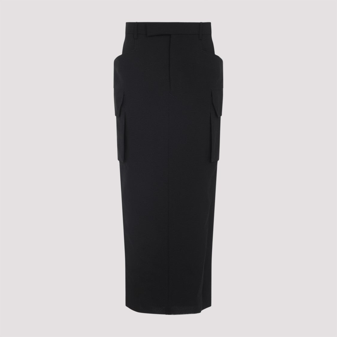 Rick Owens Firbanks Black Virgin Wool Midi Skirt