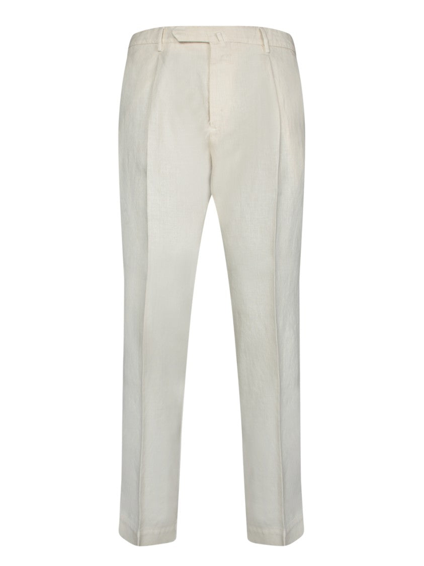 Dell'oglio Tailored White Linen Trousers