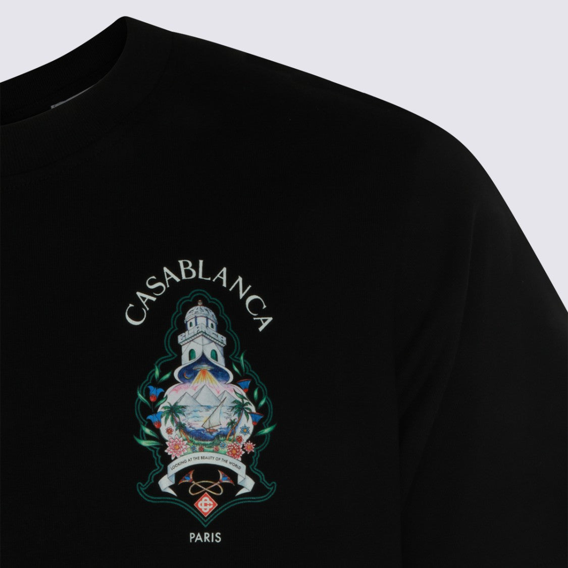 Casablanca Black Graphic Print T-Shirt With Iconic Casablanca Design