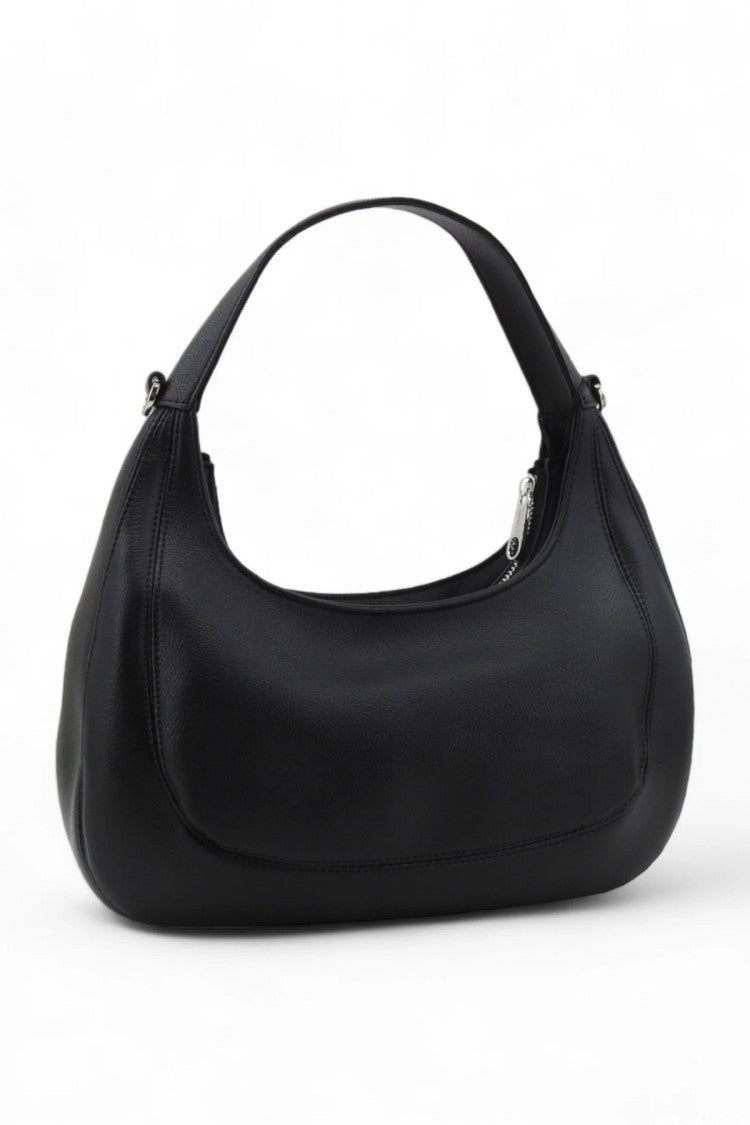 Twin-Set Black Pyramid Stud Trim Twist-Lock Leather Shoulder Bag