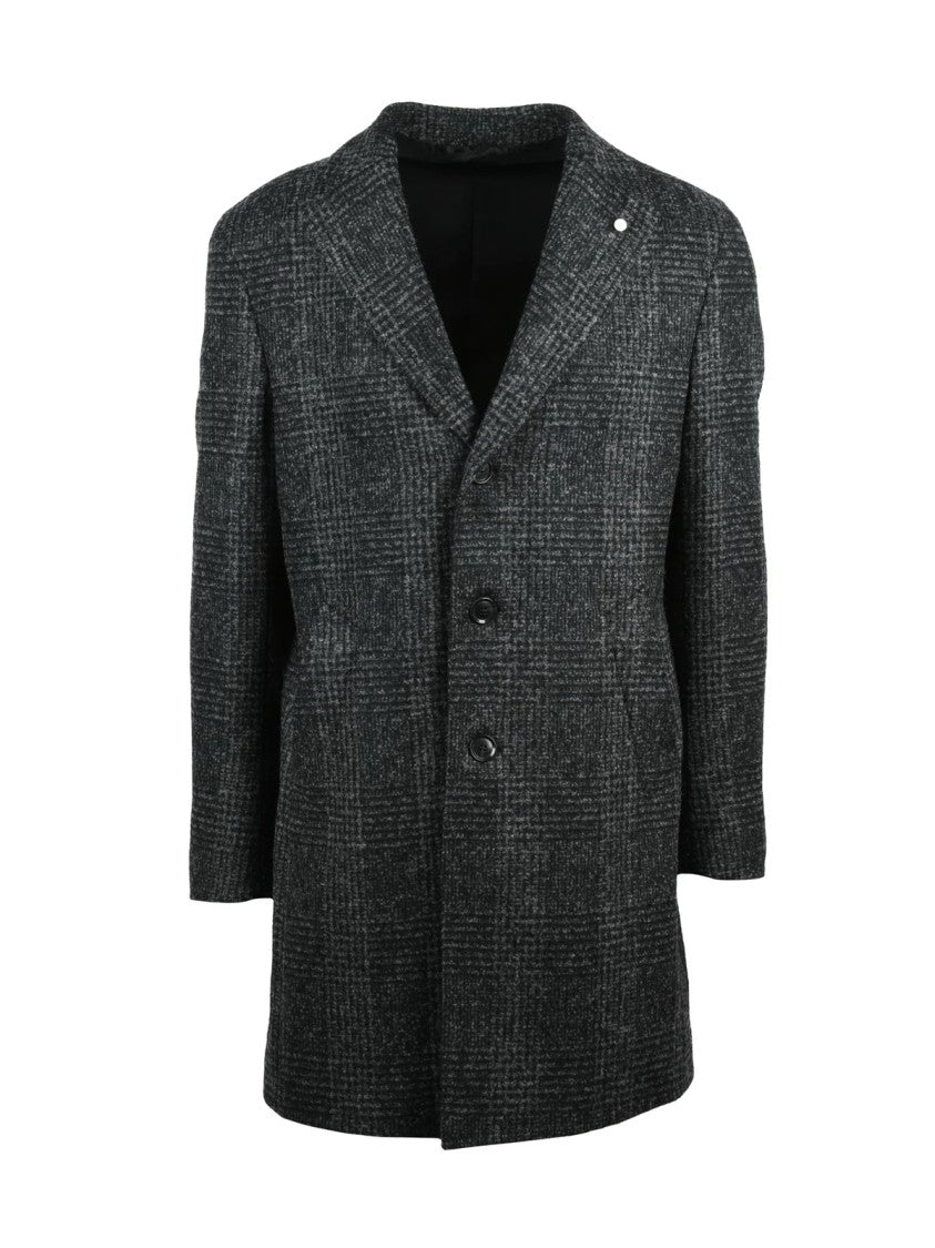 Luigi Bianchi Grey-Black Wool-Blend Coat