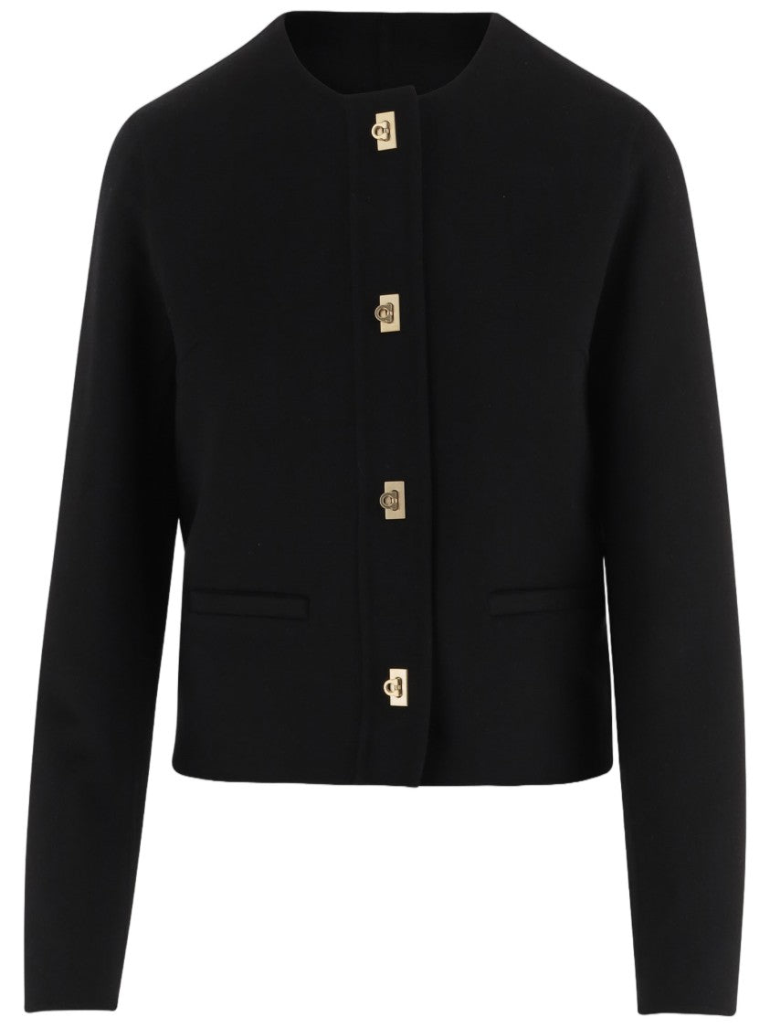 Salvatore Ferragamo Black Golden Buttons Wool Jacket