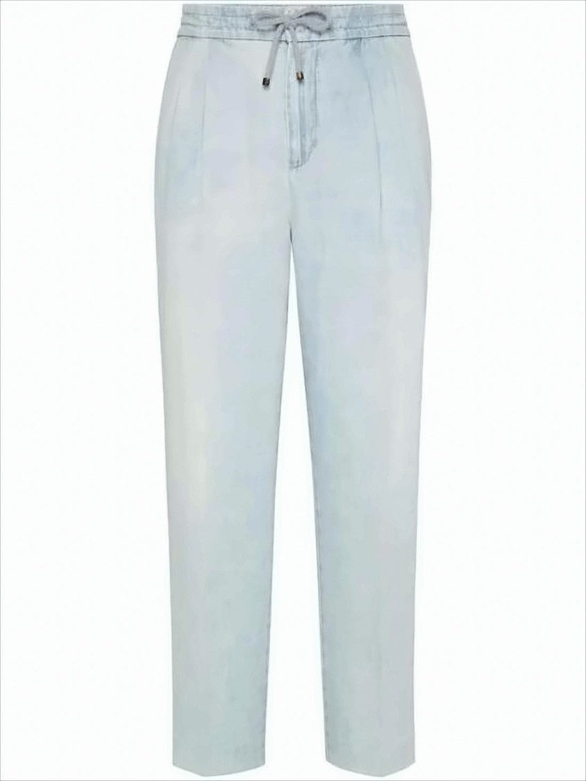 Brunello Cucinelli Light Blue Denim Pants With Relaxed Fit