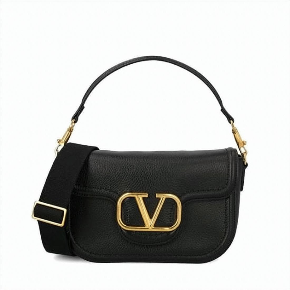 Valentino Structured Calf Leather Shoulder Bag With Gold Hardware
