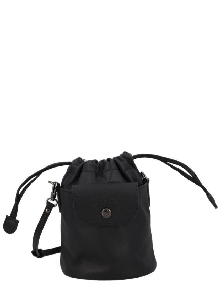 Longchamp Compact Bucket Bag With Drawstring Closure And Flap Pocket