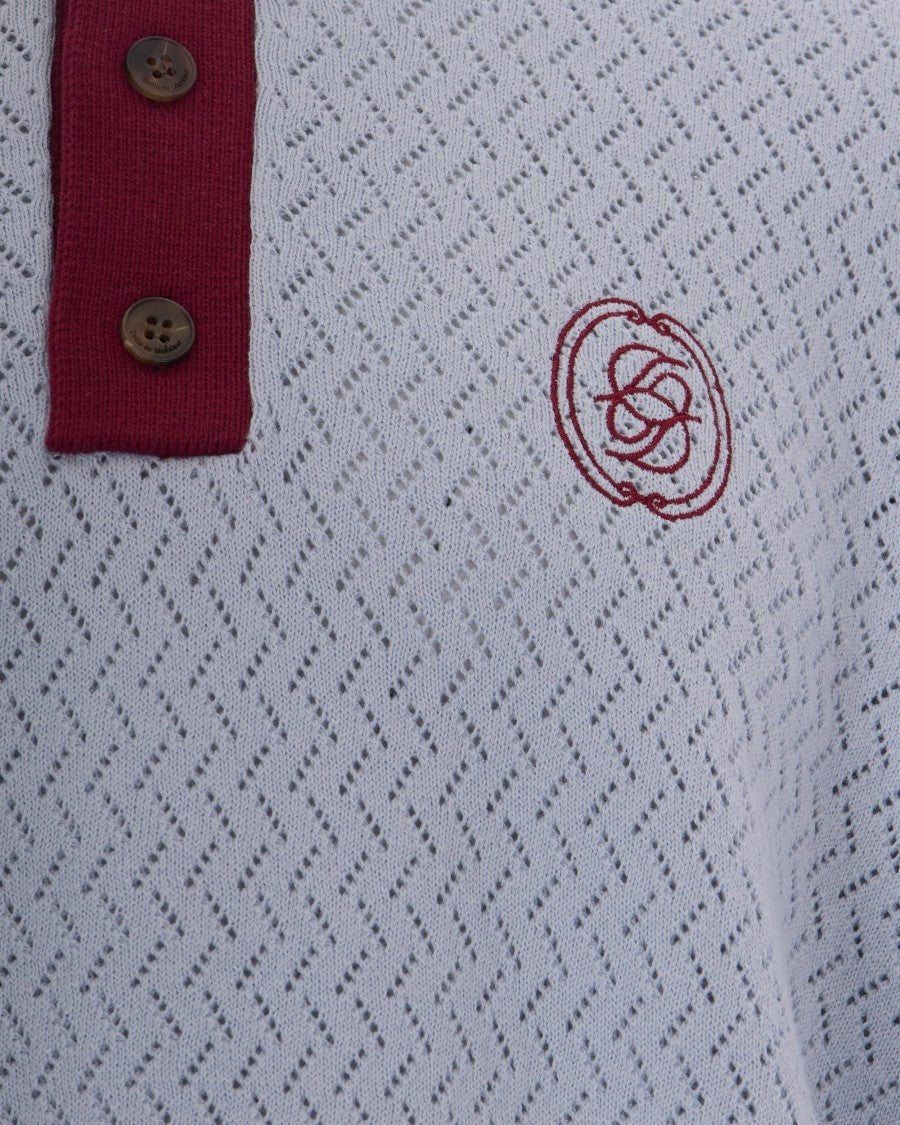Drôle De Monsieur Textured Knit Polo Shirt With Contrasting Details