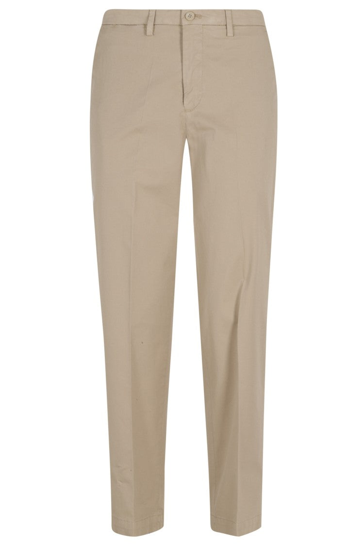 Briglia Beige Belt Loops Cotton-Blend Straight-Leg Cigarette Pants