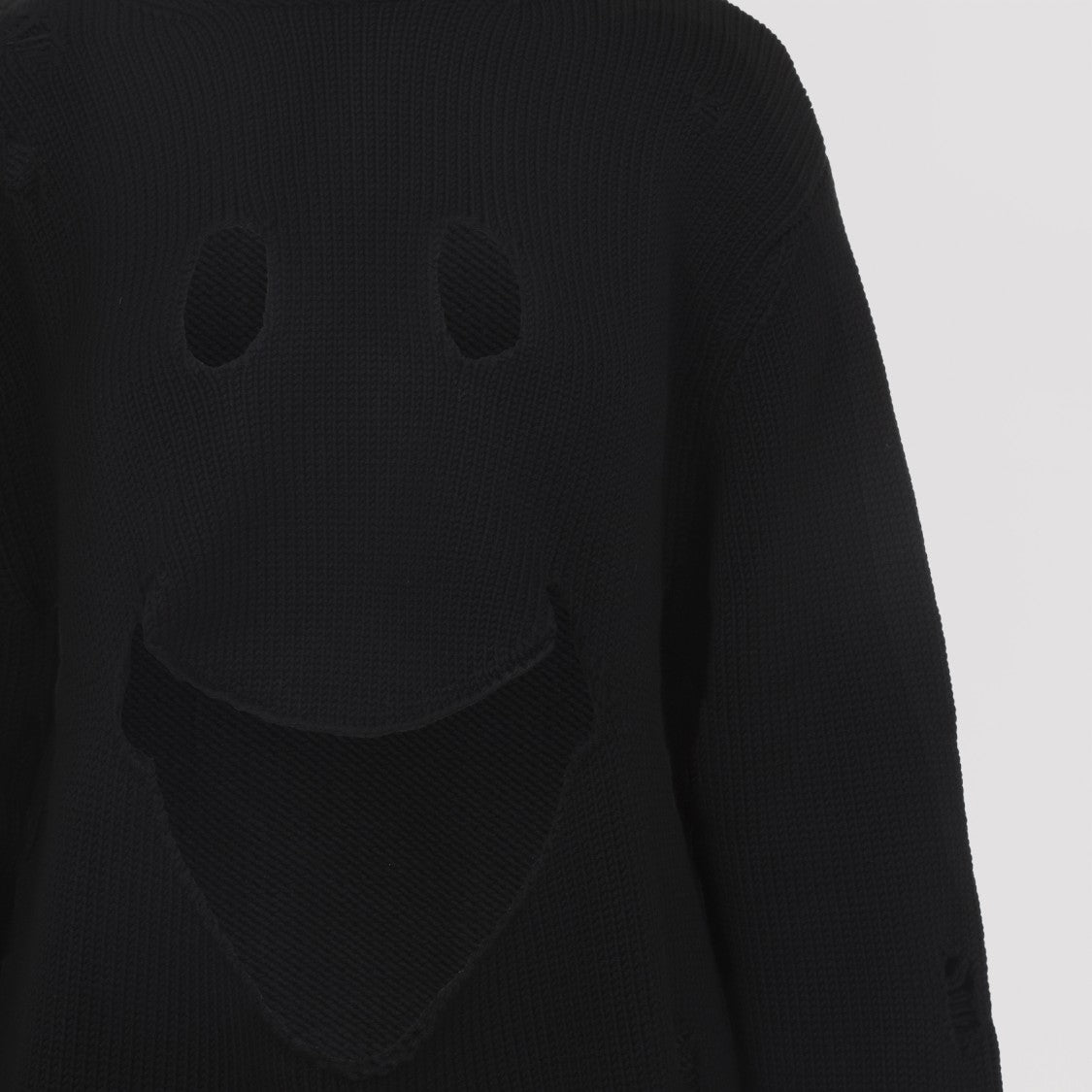 Moschino Black Virgin Wool Smile Cropped Sweater