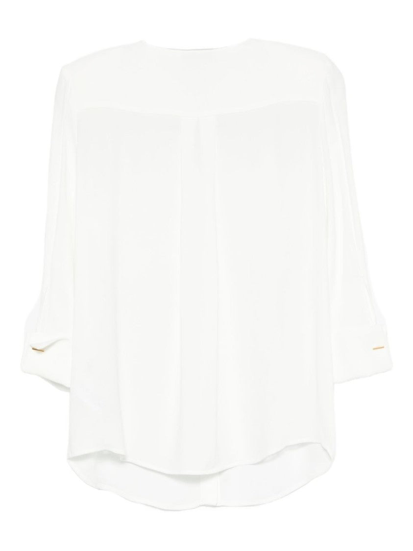Elisabetta Franchi Ivory Long-Sleeved Shirt With Classic Collar