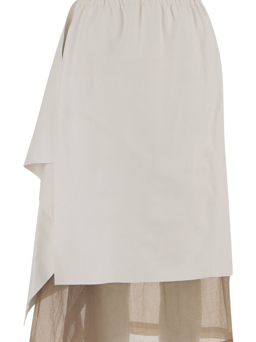 Niccolò Pasqualetti Draped Leather Midi Skirt With Contrasting Underskirt