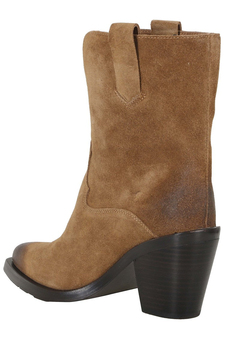 Ash Chestnut Suede Velour Ankle Boots