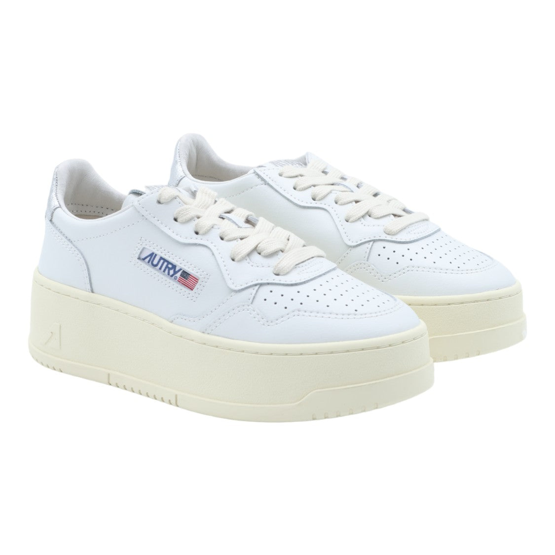 Autry Chunky Sole Sneakers With Metallic Heel Tab And Perforated Details