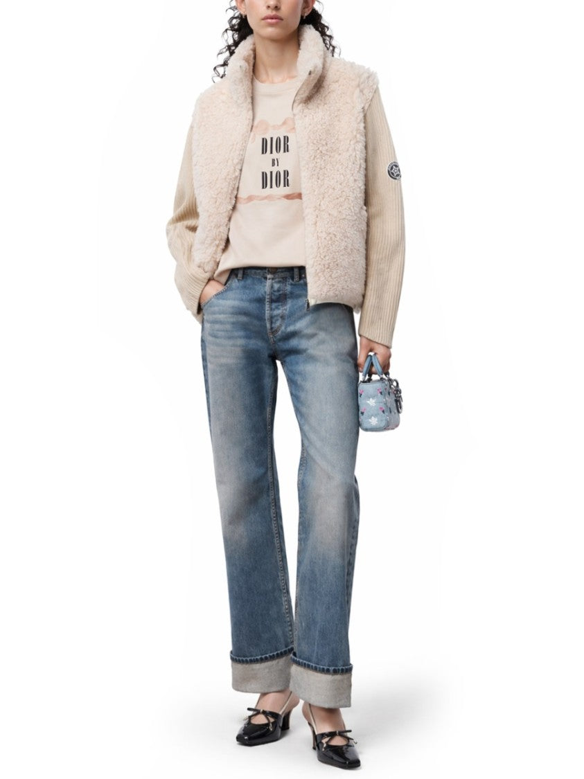 Dior Textured Zip-Up Jacket With Ribbed Knit Sleeves
