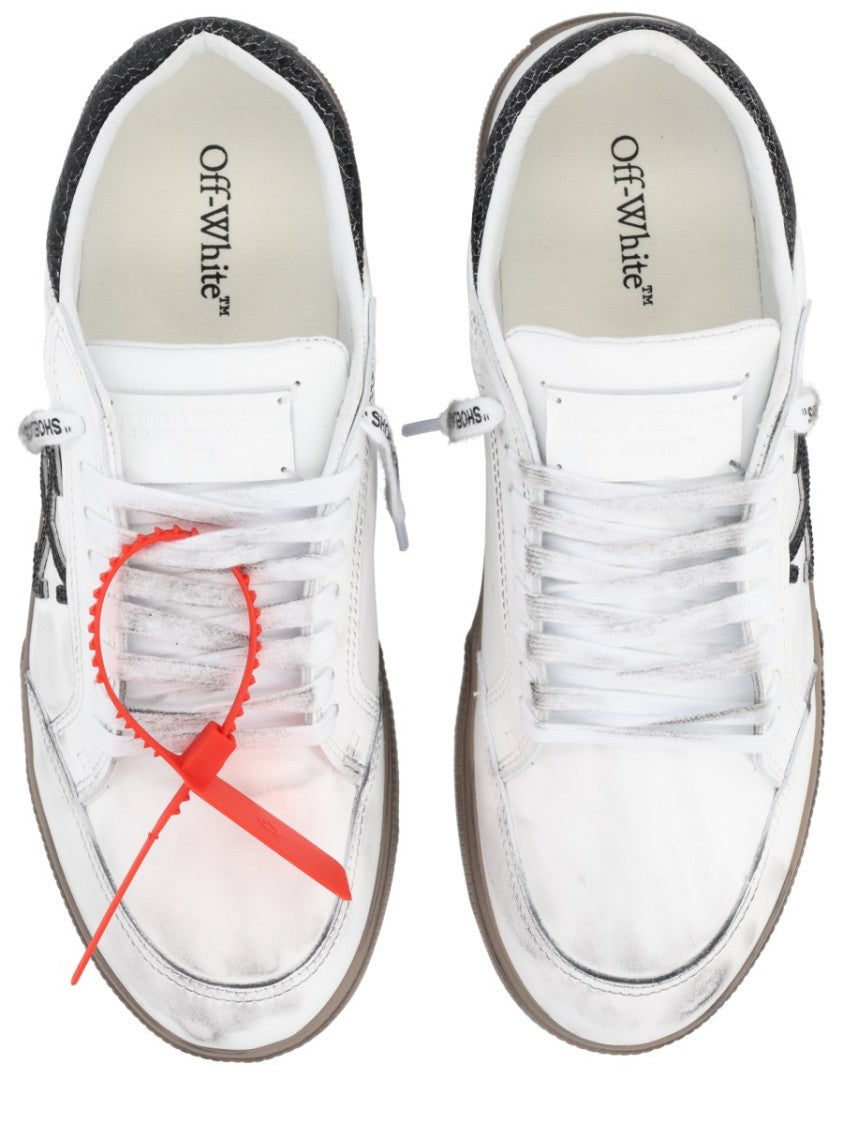Off-White Vulcanized Leather Distressed Arrow Sneakers