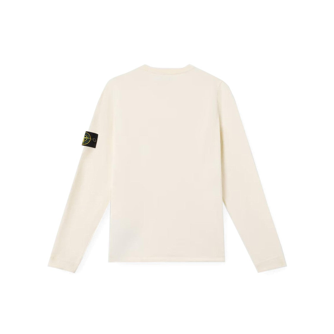 Stone Island White Cotton Sweater With Iconic Logo Patch
