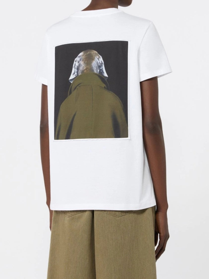 Max Mara Graphic Print White T-Shirt With Relaxed Fit
