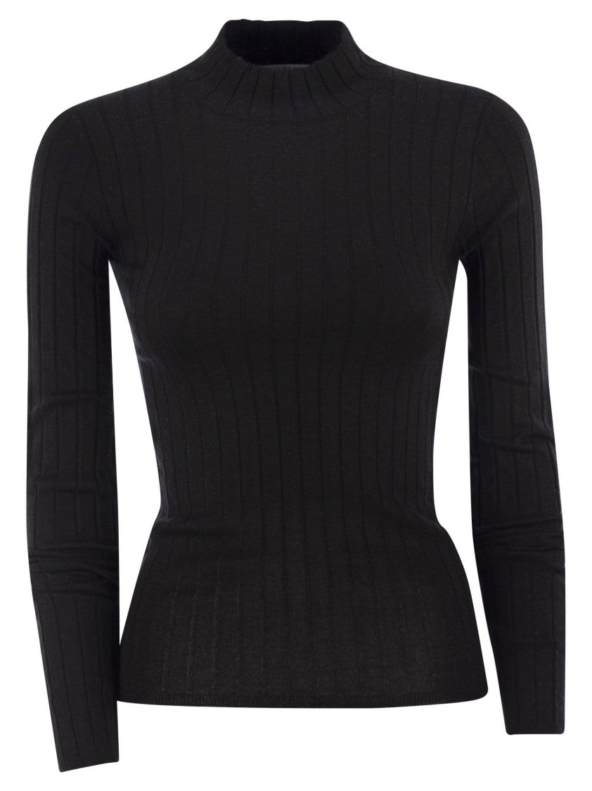 Brunello Cucinelli Lightweight Cashmere And Silk Broad Rib Sweater