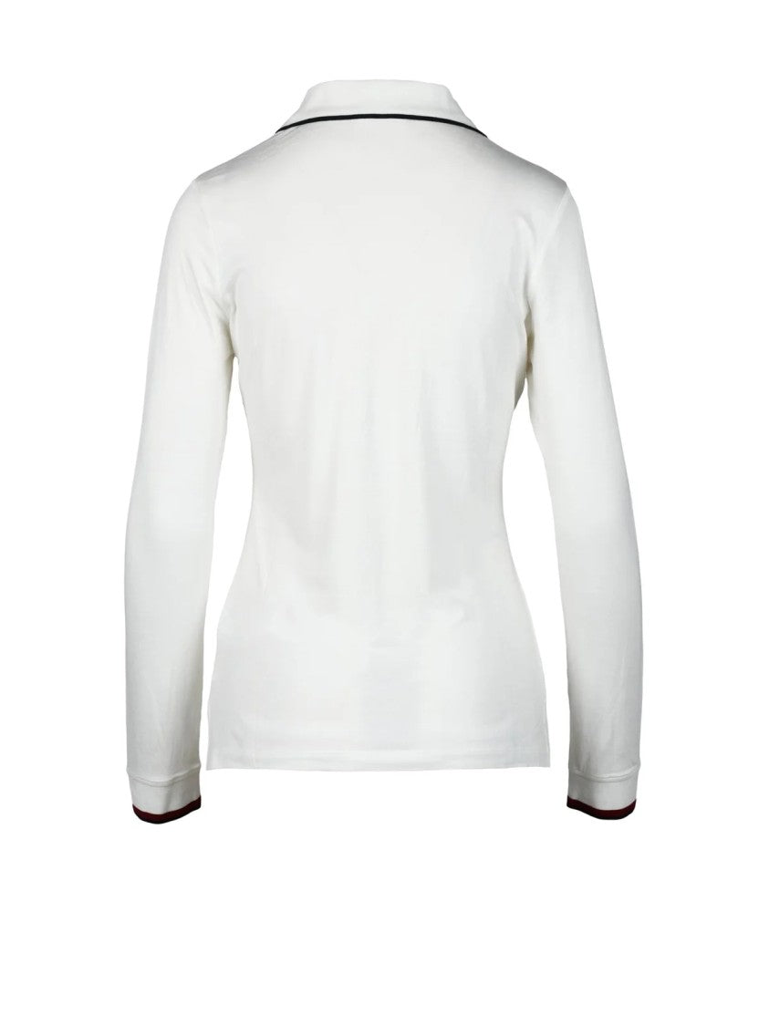 Tommy Hilfiger White Long-Sleeve Viscose-Blend Polo Shirt
